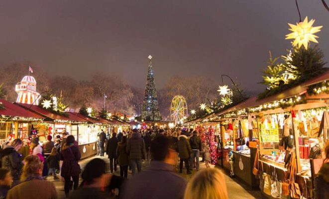 Christmas markt, WonderLand park, London