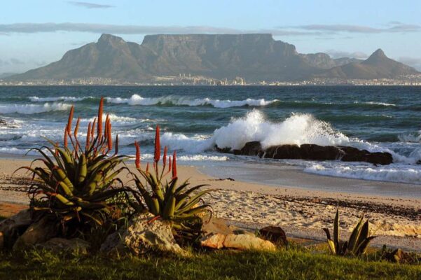 Table Mountain with sandy beach,Cape Town, South Africa