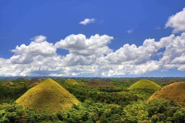 View of the Chocolate Hills in Bohol, Philippines