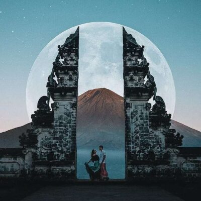 Full moon in Pura Lempuyang, Bali 