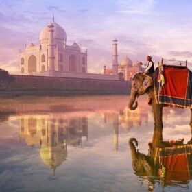 Elephant & rider at Taj Mahal, India