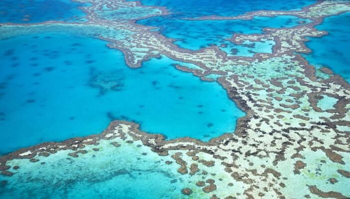 Aerial view of the Great Barrier Reef in Australia