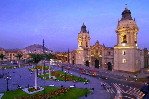 The Cathedral of Lima, is a Spanish colonial style church located on the Plaza Armas in downtown Lima, Peru