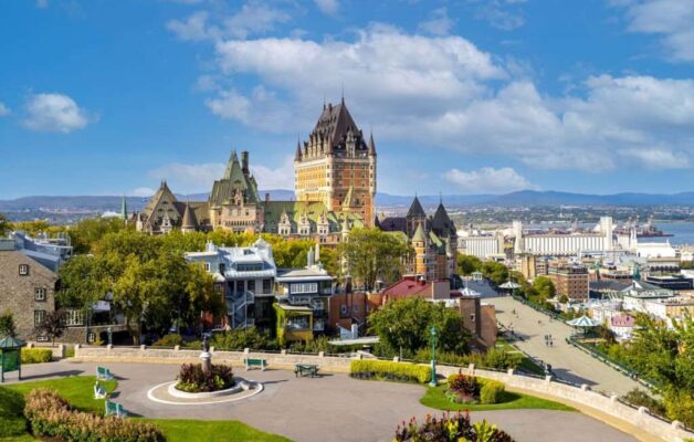 Panoramic view of Chateau Frontenac in Quebec