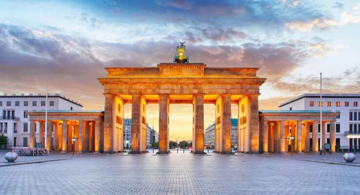 Brandenburg, Berlin, Germany Gate at night