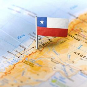 Chile pinned on the map with flag