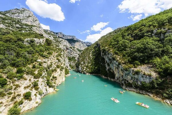 Tourists enjoying a warm summer day in the Gorges du Verdon, France