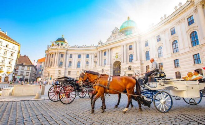 Horse carriage in front of Hofburg Palace, Vienna old town