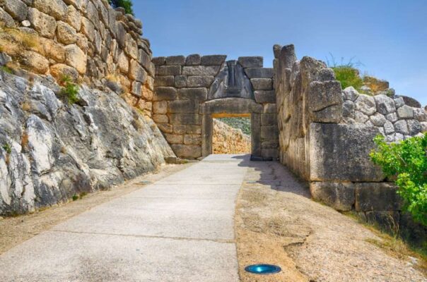 The Lion Gate was the main entrance of the Bronze Age citadel of Mycenae, southern Greece