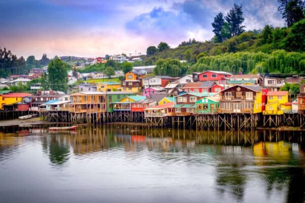 Palafitos in Castro. Castro is the capital of Chiloe Province, in the Los Lagos Region, Chile