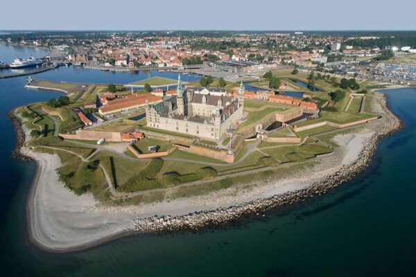 Aerial view of the old castle Kronborg