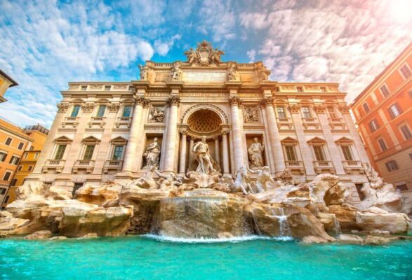 Famous iconic Trevi Fountain at Piazza Di Trevi