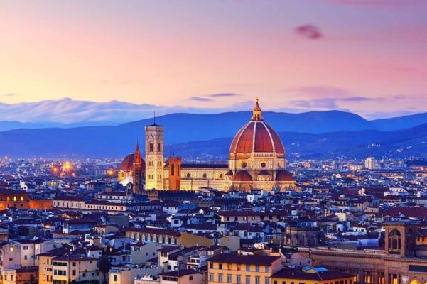 Florence cityscape and Duomo Santa Maria Del Fiore at sunset, Florence, Italy