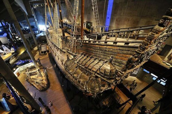 Swedish Royal warship Vasa on show at a museum