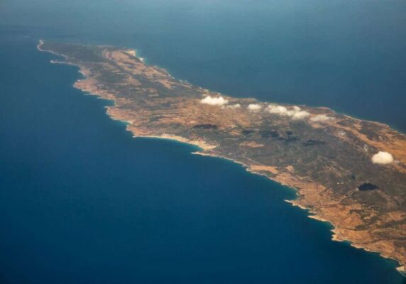 Aerial view over the Karpass Peninsula in Cyprus