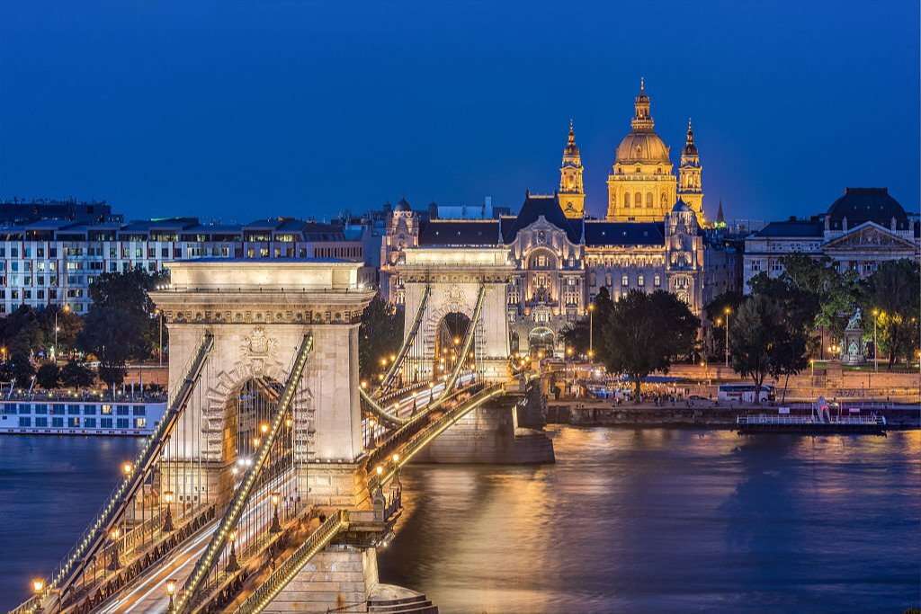 Chain bridge of Budapest , Hungary