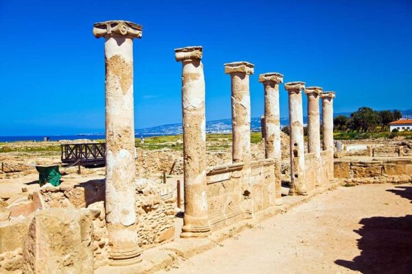 Paphos Archaeological Park with ancient columns