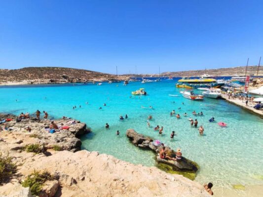 Scenic view from Comino island on Blue LagoonS