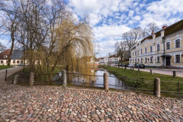 The bridge over the river Aleksupite in the small Latvian town Kuldiga