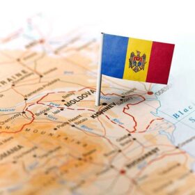 Moldova pinned on the map with flag