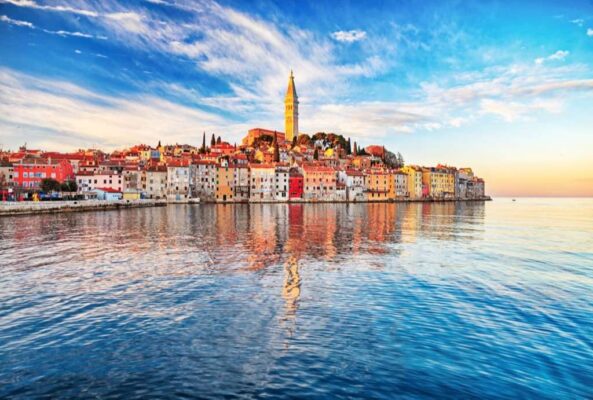 Morning view of old town Rovinj